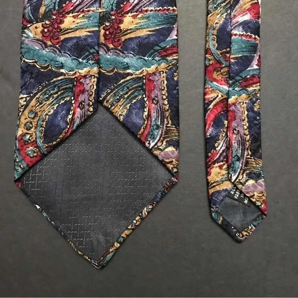 Vintage Christian Dior Monsieur 100% Silk Tie, Jewel Toned Abstract Pattern